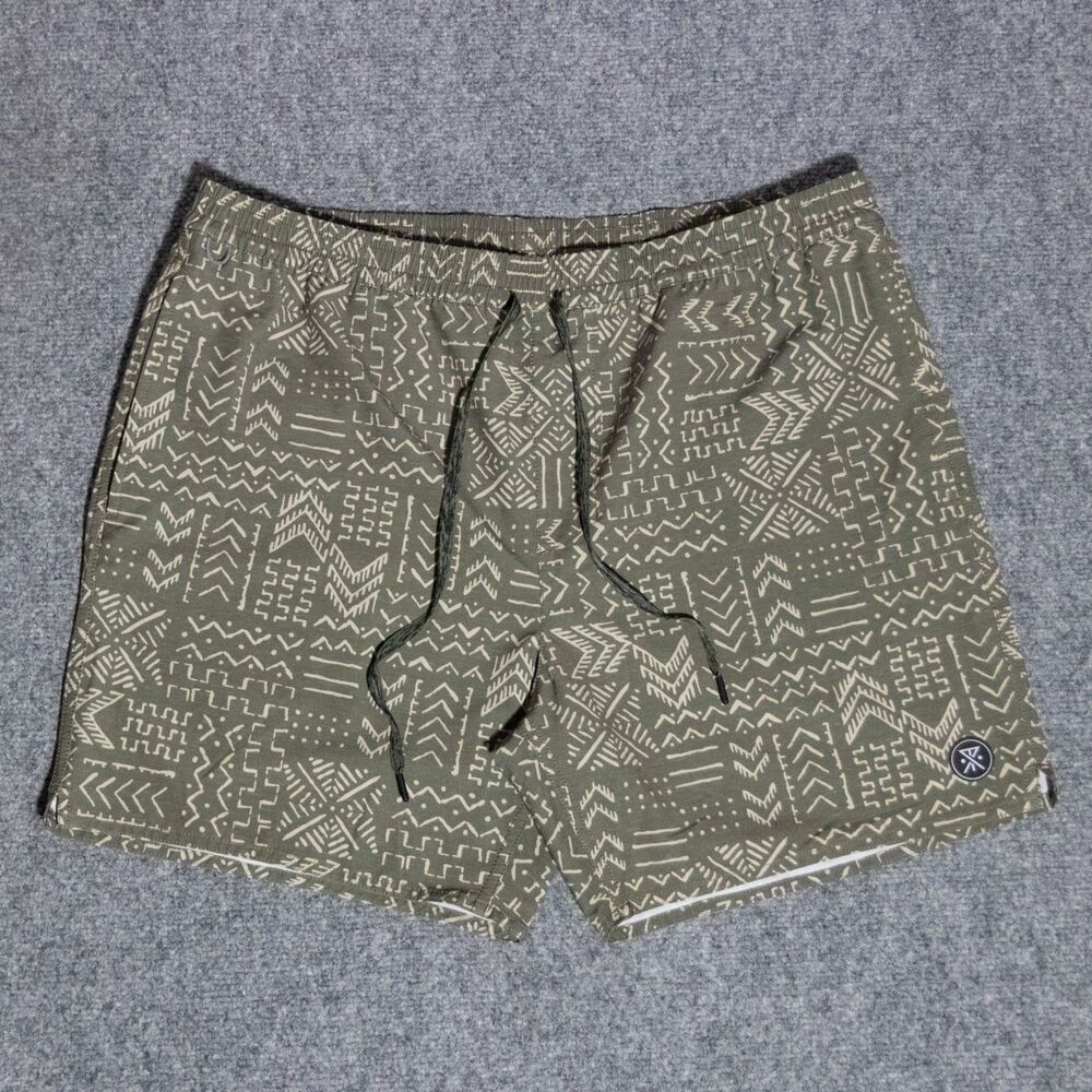 Roark Shoreys Souk Swim Shorts Military Mens XL 5.5" Beach Strech Hemp Huckberry